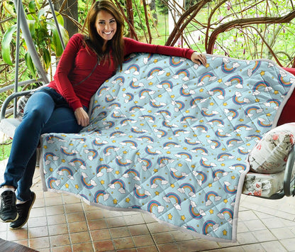 Rainbow Cloud Print Pattern Premium Quilt-JTAMIGO.COM