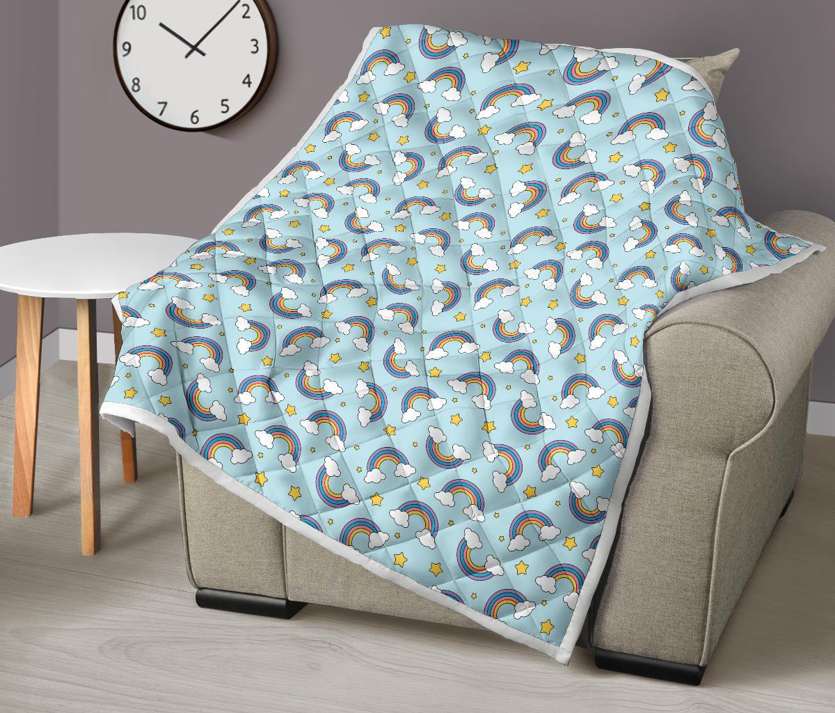 Rainbow Cloud Print Pattern Premium Quilt-JTAMIGO.COM