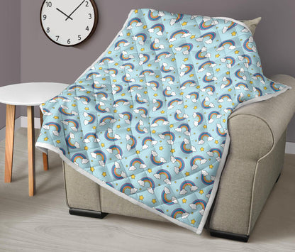 Rainbow Cloud Print Pattern Premium Quilt-JTAMIGO.COM