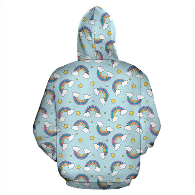 Rainbow Cloud Print Pattern Pullover Hoodie