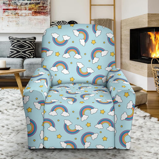 Rainbow Cloud Print Pattern Single Sofa Slipcover -JTAMIGO.COM