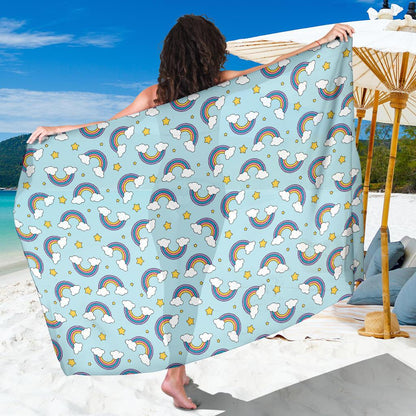 Rainbow Cloud Print Pattern Sarong Pareo Wrap
