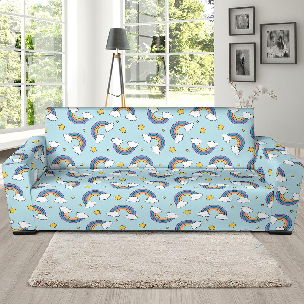 Rainbow Cloud Print Pattern Sofa Slipcover-JTAMIGO.COM