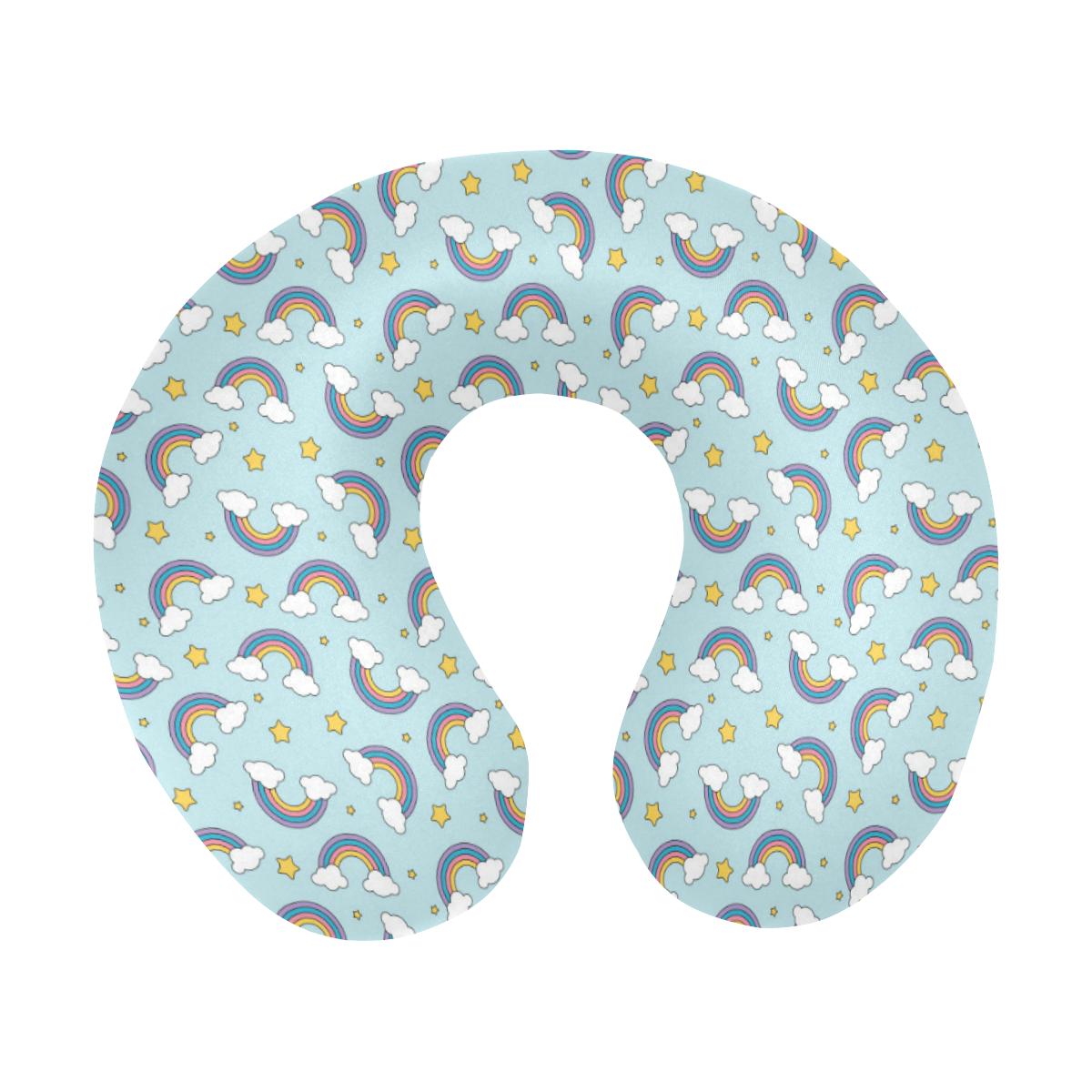 Rainbow Cloud Print Pattern U-Shaped Travel Neck Pillow-JTAMIGO.COM