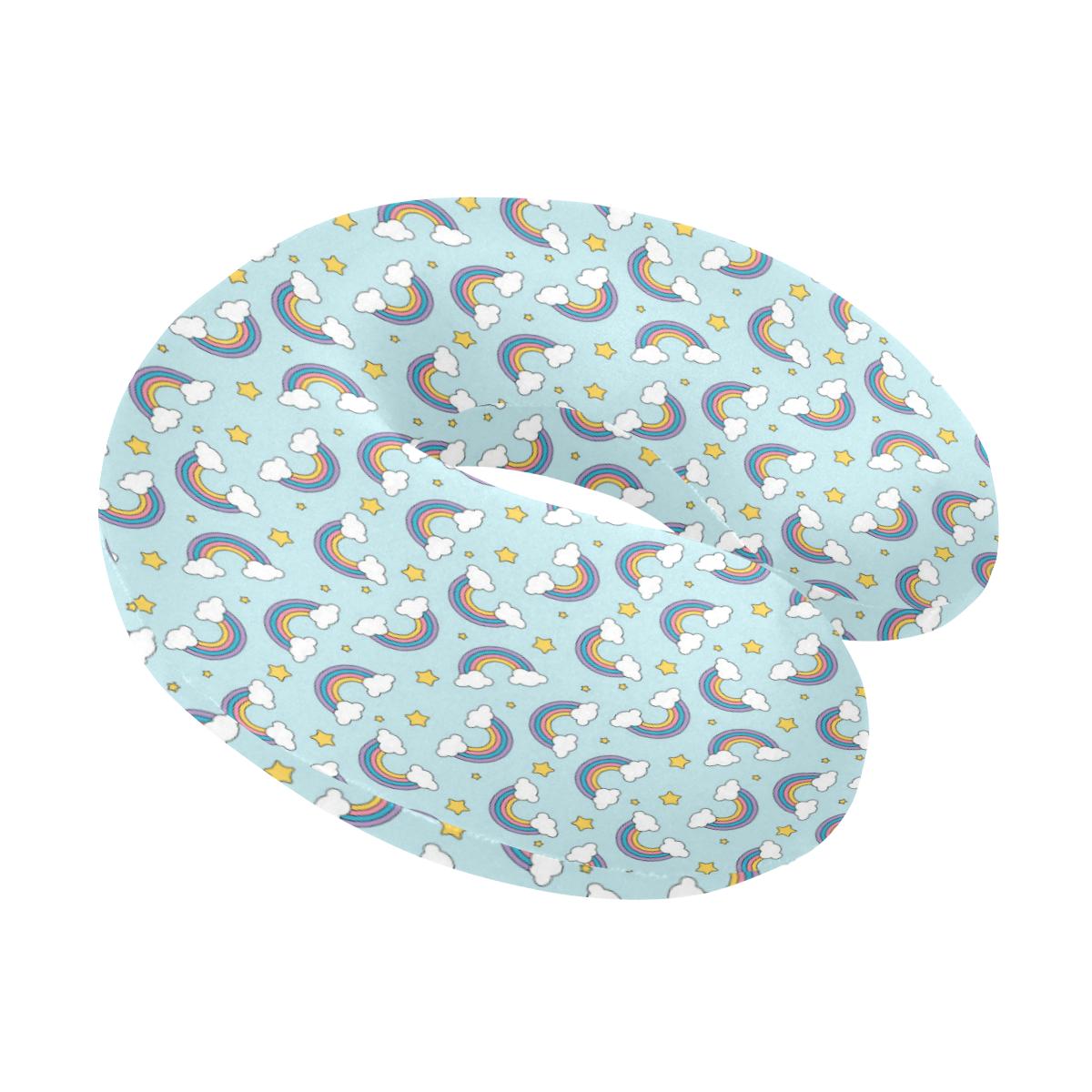 Rainbow Cloud Print Pattern U-Shaped Travel Neck Pillow-JTAMIGO.COM