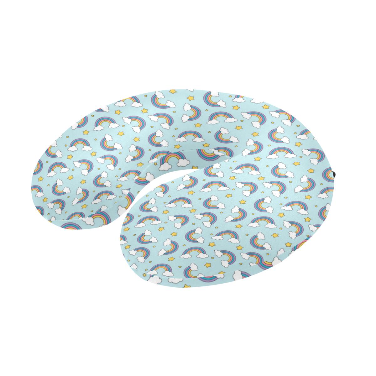 Rainbow Cloud Print Pattern U-Shaped Travel Neck Pillow-JTAMIGO.COM