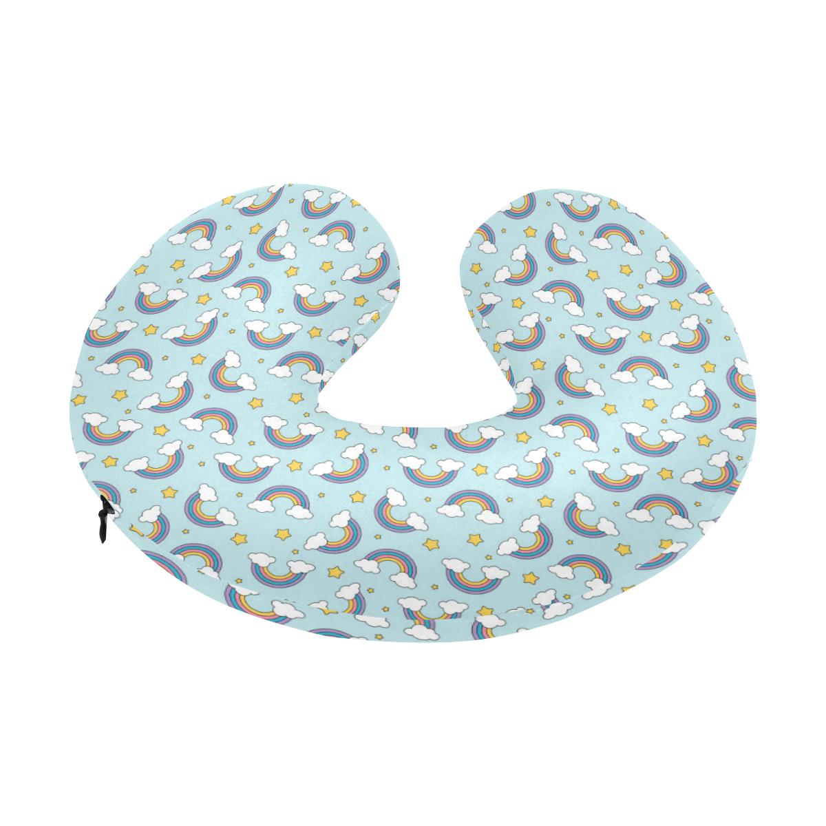 Rainbow Cloud Print Pattern U-Shaped Travel Neck Pillow-JTAMIGO.COM