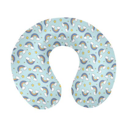 Rainbow Cloud Print Pattern U-Shaped Travel Neck Pillow-JTAMIGO.COM