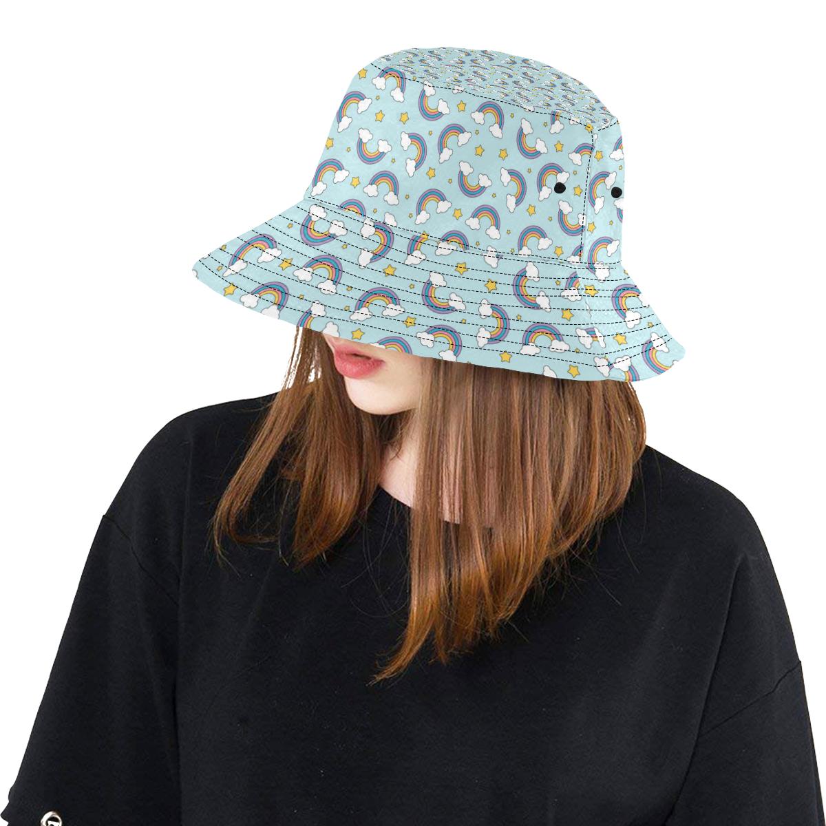 Rainbow Cloud Print Pattern Unisex Bucket Hat