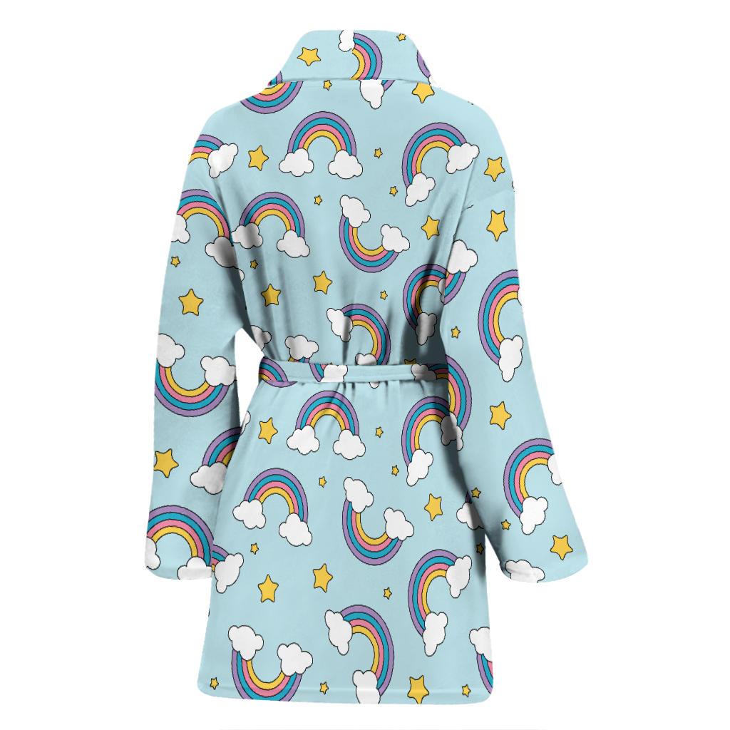 Rainbow Cloud Print Pattern Women Bath Robe-JTAMIGO.COM