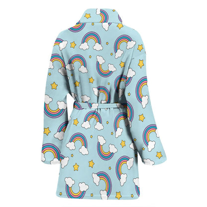 Rainbow Cloud Print Pattern Women Bath Robe-JTAMIGO.COM