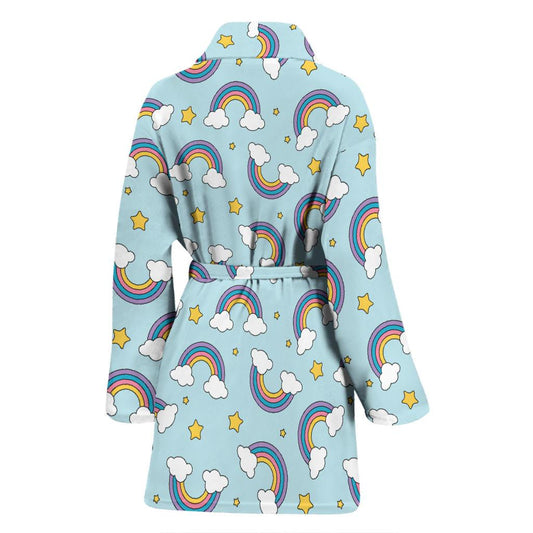 Rainbow Cloud Print Pattern Women Bath Robe-JTAMIGO.COM