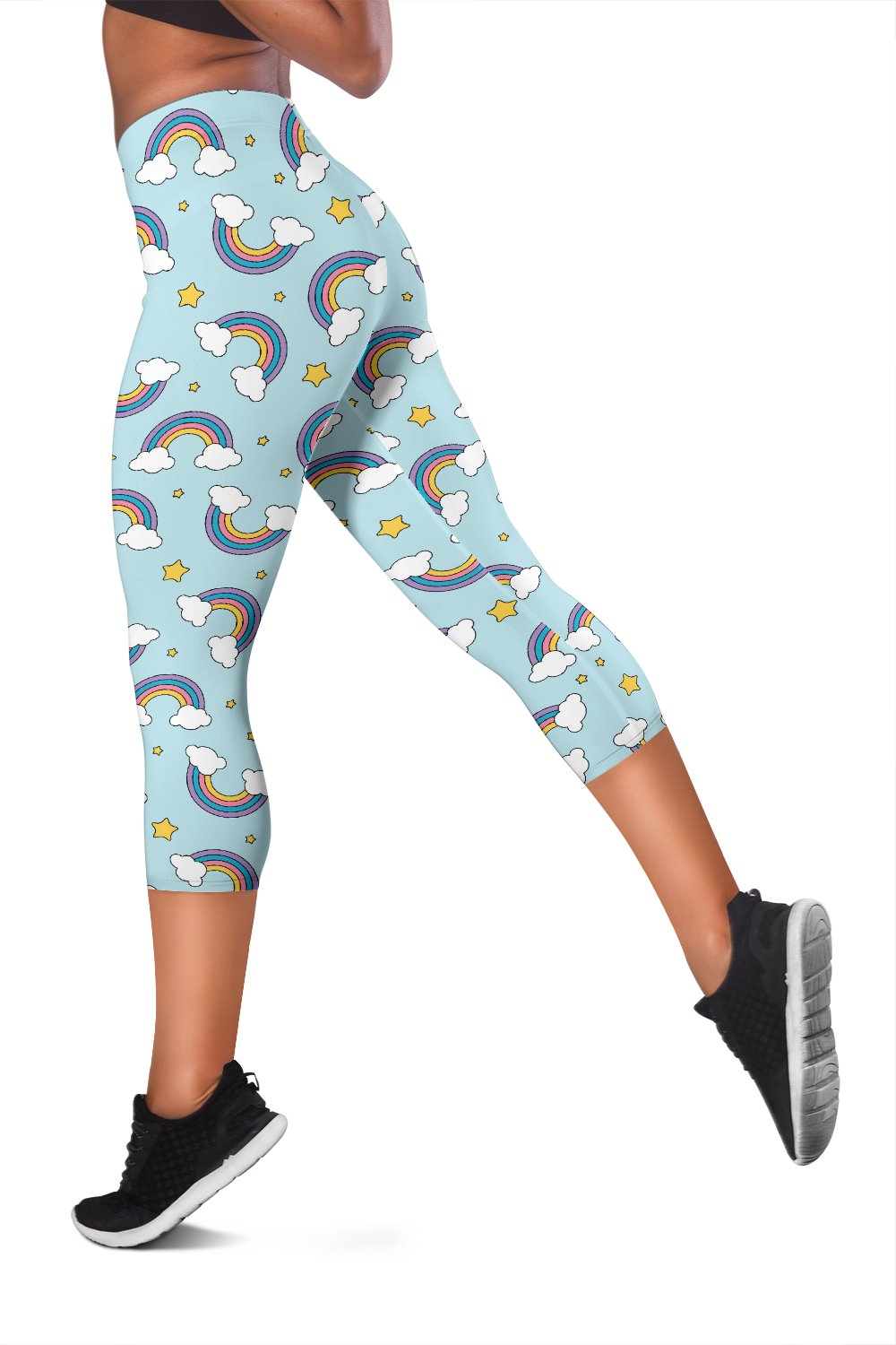 Rainbow Cloud Print Pattern Women Capris
