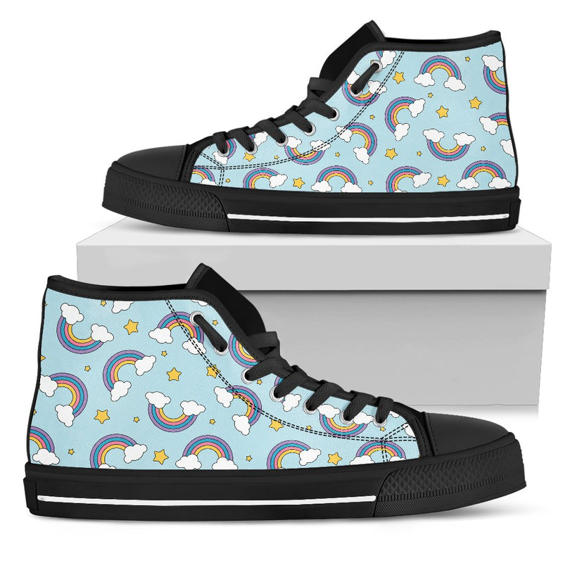 Rainbow Cloud Print Pattern Women High Top Shoes