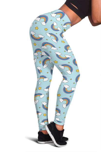 Rainbow Cloud Print Pattern Women Leggings