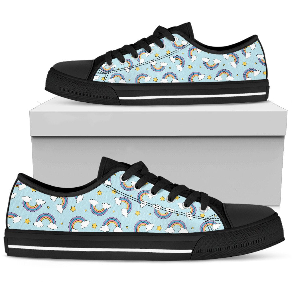 Rainbow Cloud Print Pattern Women Low Top Shoes-JTAMIGO.COM