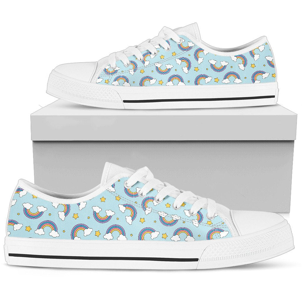 Rainbow Cloud Print Pattern Women Low Top Shoes-JTAMIGO.COM