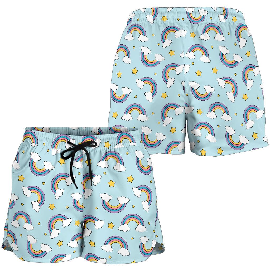 Rainbow Cloud Print Pattern Women Shorts-JTAMIGO.COM
