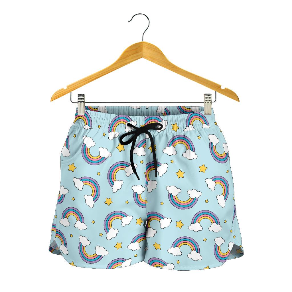 Rainbow Cloud Print Pattern Women Shorts-JTAMIGO.COM