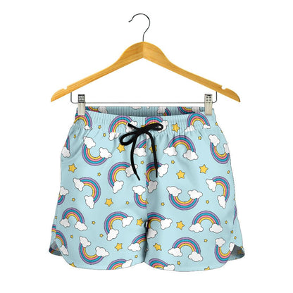 Rainbow Cloud Print Pattern Women Shorts-JTAMIGO.COM