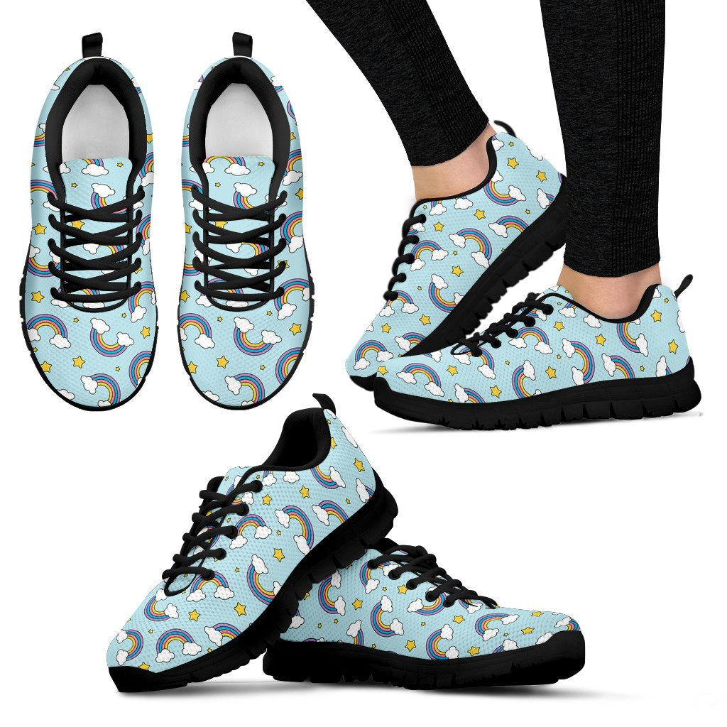 Rainbow Cloud Print Pattern Women Sneakers Shoes