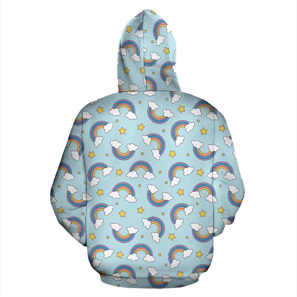 Rainbow Cloud Print Pattern Zip Up Hoodie