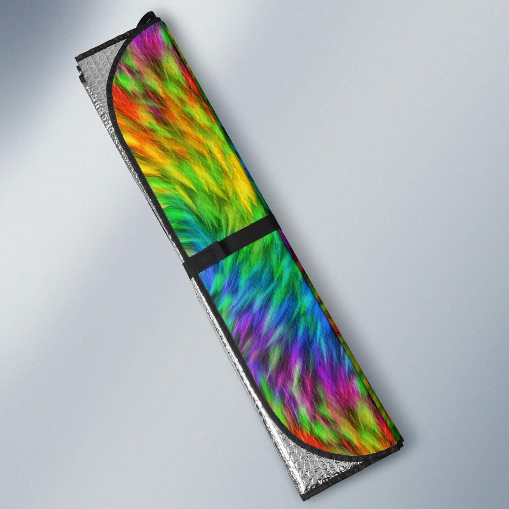 Rainbow Fur Design Print Car Sun Shade For Windshield