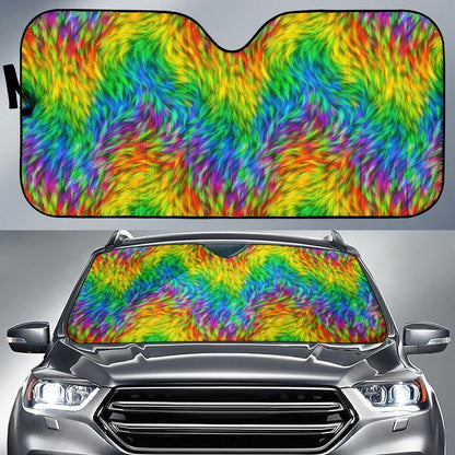 Rainbow Fur Design Print Car Sun Shade For Windshield