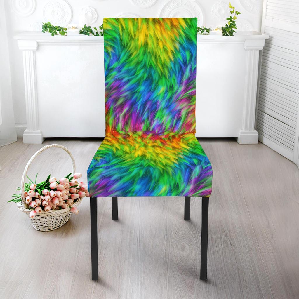 Rainbow Fur Design Print Dining Chair Slipcover-JTAMIGO.COM
