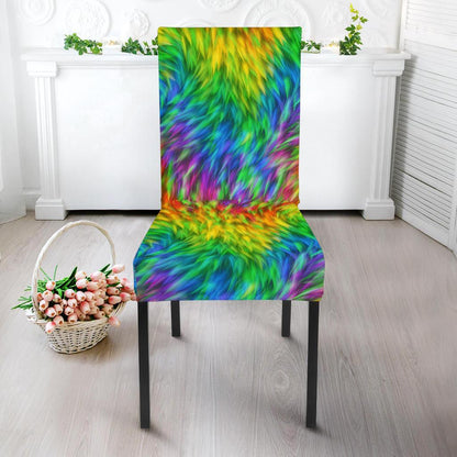 Rainbow Fur Design Print Dining Chair Slipcover-JTAMIGO.COM