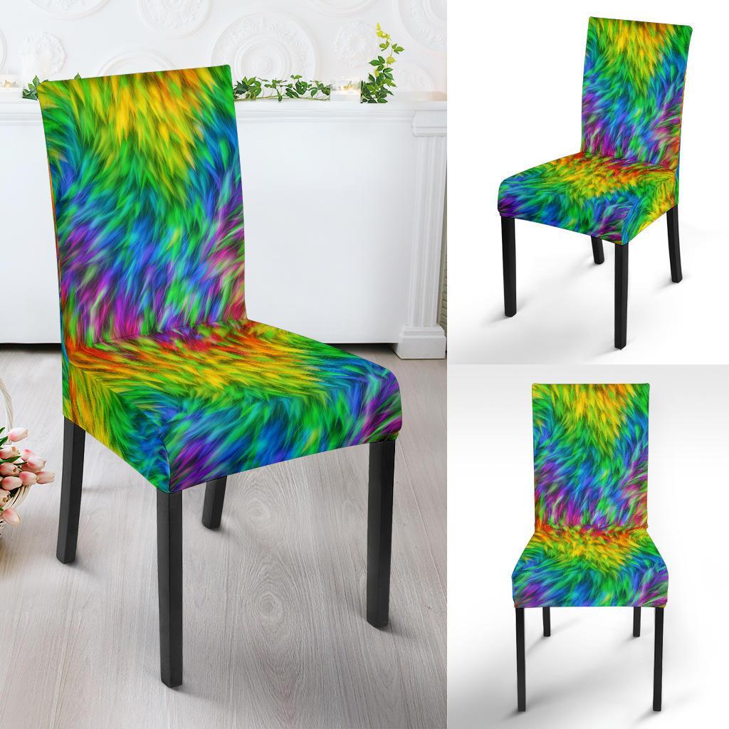 Rainbow Fur Design Print Dining Chair Slipcover-JTAMIGO.COM