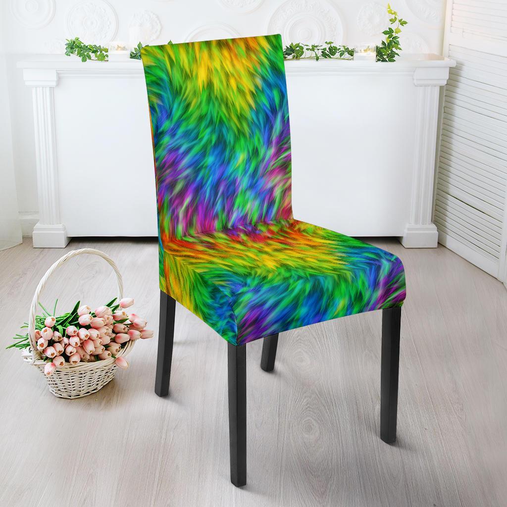 Rainbow Fur Design Print Dining Chair Slipcover-JTAMIGO.COM