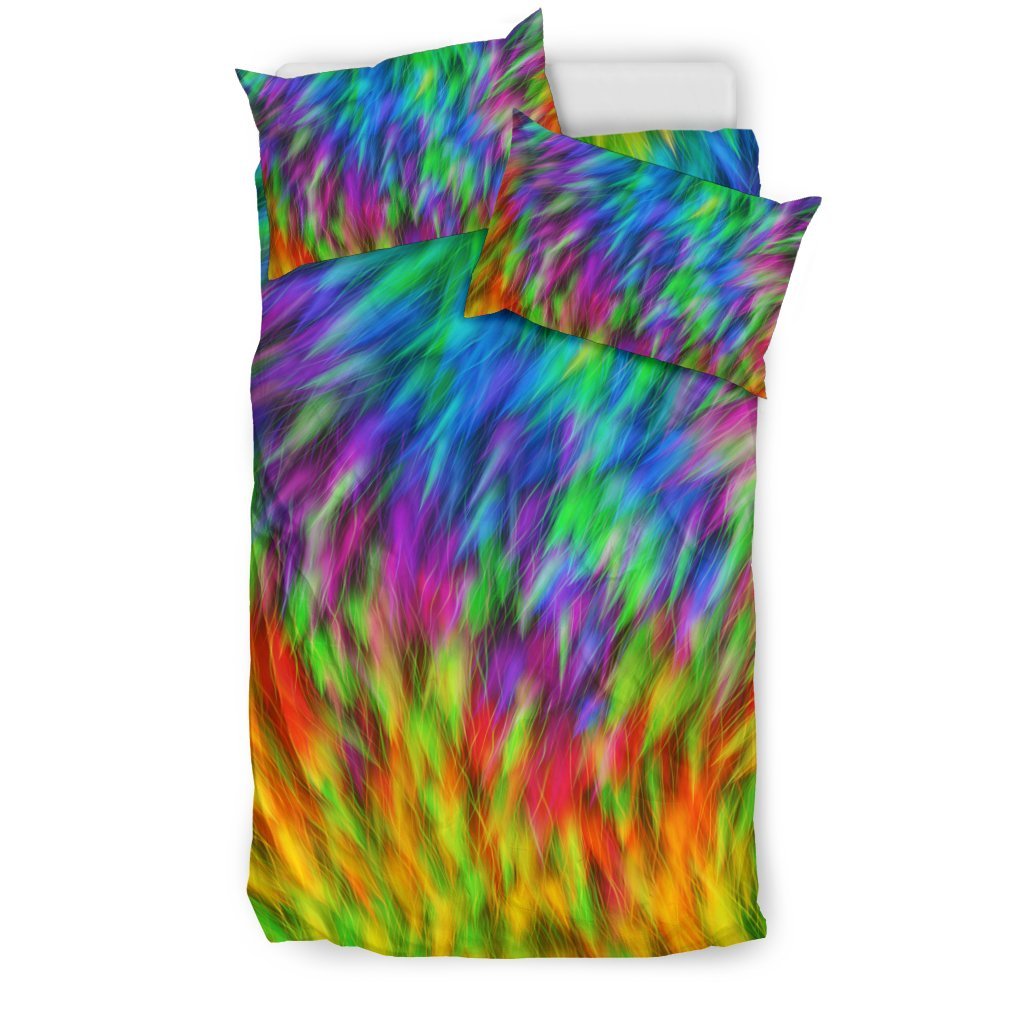Rainbow Fur Design Print Duvet Cover Bedding Set