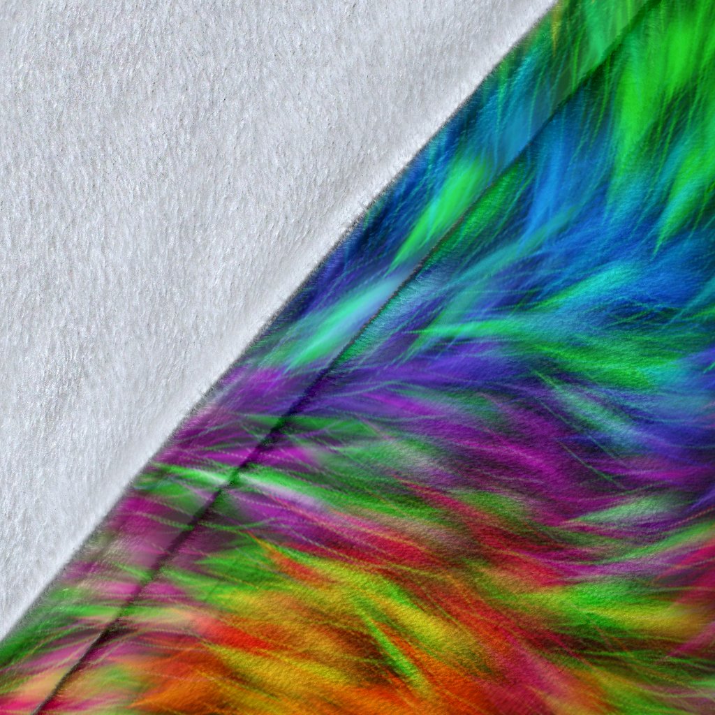 Rainbow Fur Design Print Fleece Blanket