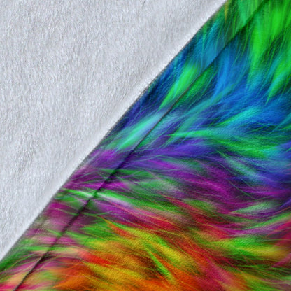 Rainbow Fur Design Print Fleece Blanket