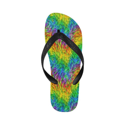 Rainbow Fur Design Print Flip Flops-JTAMIGO.COM