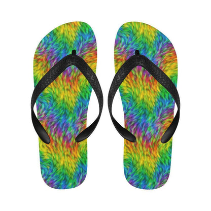 Rainbow Fur Design Print Flip Flops-JTAMIGO.COM