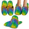 Rainbow Fur Design Print House Slippers