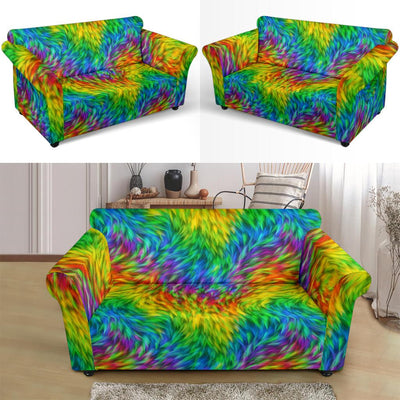 Rainbow Fur Design Print Loveseat Slipcover-JTAMIGO.COM