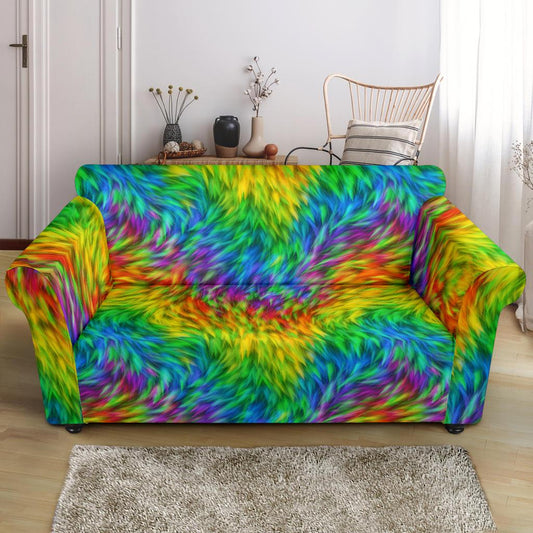 Rainbow Fur Design Print Loveseat Slipcover-JTAMIGO.COM