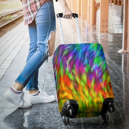 Rainbow Fur Design Print Luggage Cover Protector