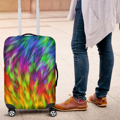 Rainbow Fur Design Print Luggage Cover Protector