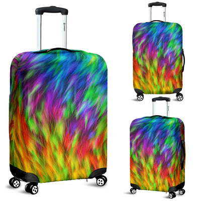 Rainbow Fur Design Print Luggage Cover Protector