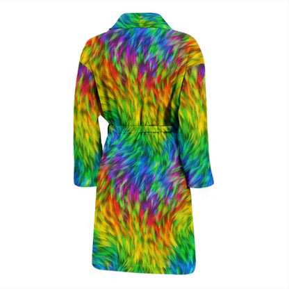 Rainbow Fur Design Print Men Bath Robe-JTAMIGO.COM
