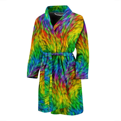 Rainbow Fur Design Print Men Bath Robe-JTAMIGO.COM