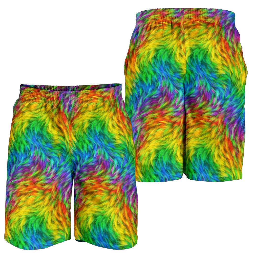 Rainbow Fur Design Print Mens Shorts-JTAMIGO.COM
