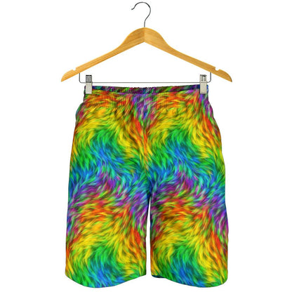 Rainbow Fur Design Print Mens Shorts-JTAMIGO.COM