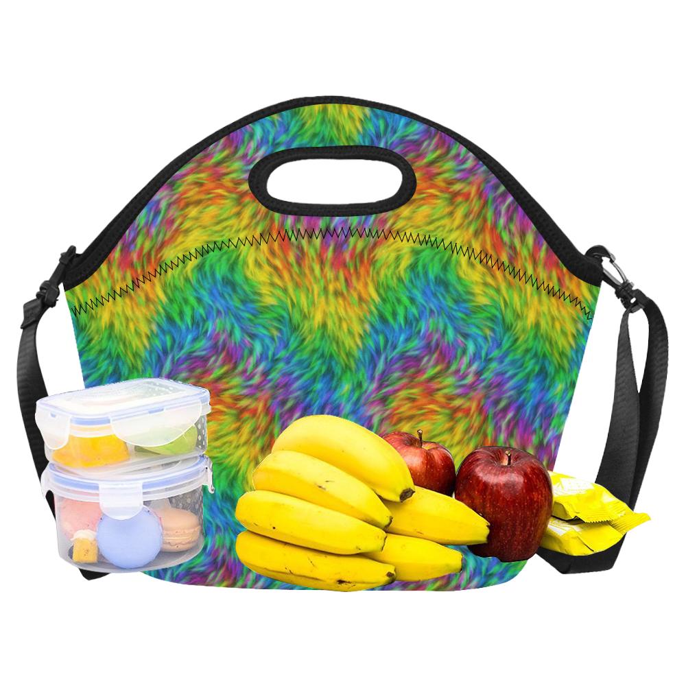 Rainbow Fur Design Print Neoprene Lunch Bag (Model 1669)(Large)-JTAMIGO.COM