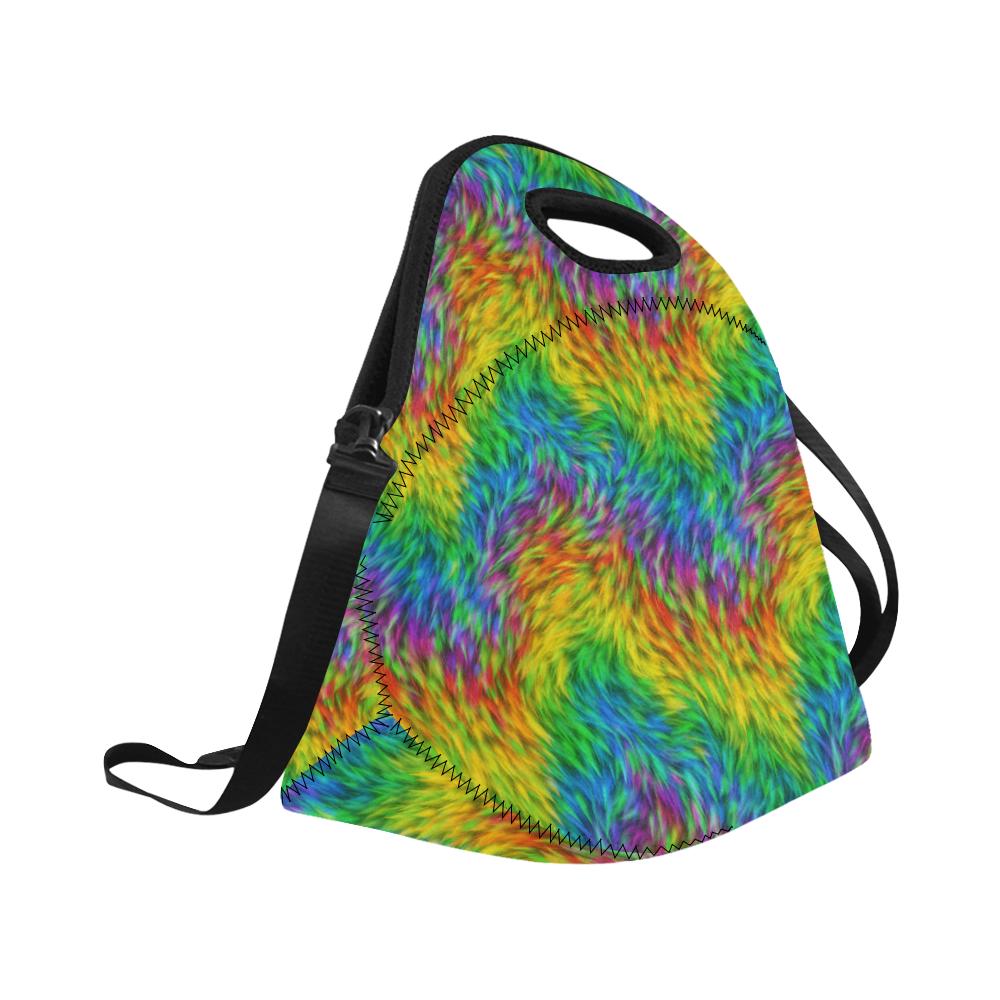 Rainbow Fur Design Print Neoprene Lunch Bag (Model 1669)(Large)-JTAMIGO.COM