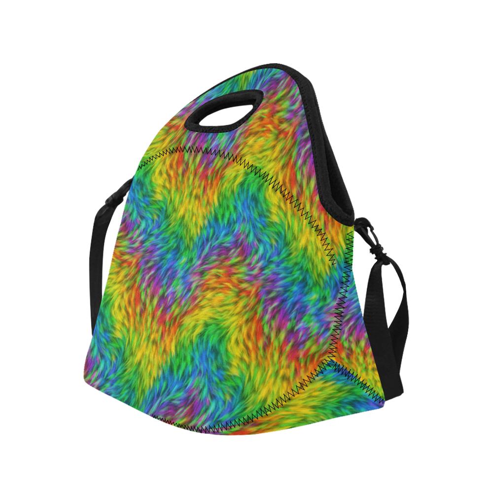 Rainbow Fur Design Print Neoprene Lunch Bag (Model 1669)(Large)-JTAMIGO.COM